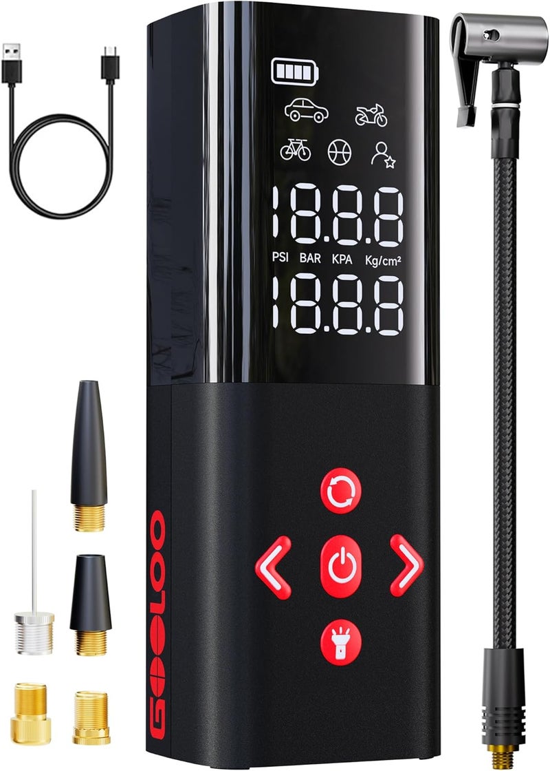 GOOLOO AP150 Tire Inflator Portable Air Compressor, 2X Faster 150PSI Cordless Air Pump for Car Tires with Auto-Shutoff, Portable Tire Pump with Digital Pressure Gauge for Car, Motorcycle,Bike, Ball - Image 1